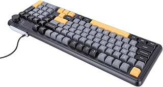 Compare Asixxsix Wired Gaming Keyboard with Knob Function Switch, Backlit USB Computer Keyboard Six Colors Breathing Mode Ergonomic Design for PC Gaming Work, Compatible with Vista at KSA Price