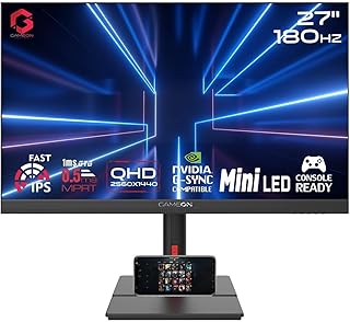 Compare GAMEON Mini LED 27” Fast IPS Gaming Monitor – QHD 2K 2560x1440p, 180Hz, 0.5ms MPRT, HDMI 2.1 Port, FreeSync GSync, Crosshair Assistant, HDR Ready, VRR, PS5 Compatible, GOML27QHD180IPS  Black at KSA Price