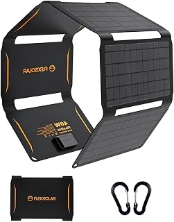 Compare FlexSolar 40W Portable Solar Charger 19.8V2.1A Max, Waterproof IP67 Foldable Solar Panel with USB QC3.0Type CDC Port Compatible with Power Station, Cell Phone for Outdoor Camping Hiking RV Trip at KSA Price