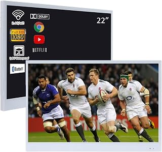 Compare Soulaca 22 inches Smart Bathroom LED White Panel TV IP66 Waterproof 12V Shower SPA Television ATSC WiFi Android TV Hotel SPA Bathtub Use at KSA Price