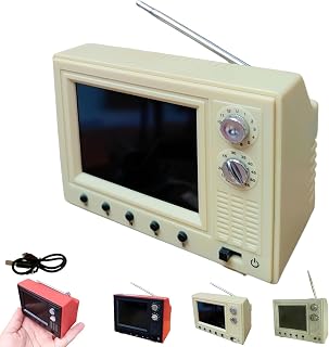 Mini Retro TV, Rechargeable Vintage Mini TV…