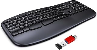 Compare Wireless Keyboard,Ergonomic Keyboard with Wrist Rest,Full Size Computer Keyboard,2.4G USB Receiver Plug and Play,Compatible with Windows,Macbook,PC,Laptop at KSA Price