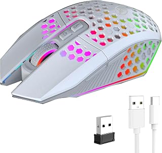 2.4G Wireless Gaming Mouse, Honeycomb Hollow Design…