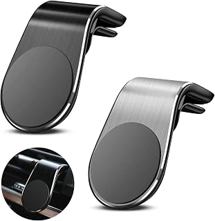 Compare 2 Pack Magnetic Phone Mount for Car, LShaped 360° Rotating Universal Hands Free Phone Holder with Strong Magnet, NonSlip Vent Clip Magnetic Phone Holder for All Smartphones, DualColor Design at KSA Price