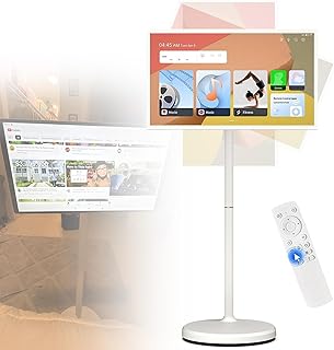 Compare Portable TV on Wheels with Remote Control, Rolling Touch Screen Monitor, Mobile Standing TV | 800W Camera | Builtin Battery Full Swivel Rotation White8+128G at KSA Price
