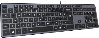 Compare Slim USB Wired Keyboard, Soft Touch and Quiet Key for PC, Laptop and Computer, Full Size QWERTY UK Layout  Space Gray at KSA Price