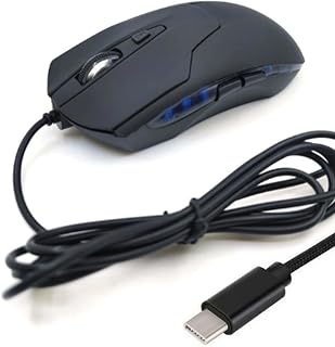 Compare Wired USBC Mouse,6 Buttons,Quiet Computer Mouse, 2400 DPI Speeds,1.5 Meter4.9ft Cable Ergonomic TypeC Mice, Blue Light, Compatible with Mac,Laptop,Desktop,Phone,Chromebook, Surface,Tablet,Gaming at KSA Price