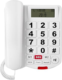 Compare Big Button Phone for Seniors, Landline Phones with Caller Id for Home, Large Number Telephone for Visually Impaired Elderly, Land Line Wall Phone Corded with 110db+ Loud Ringer & Speakerphone at KSA Price