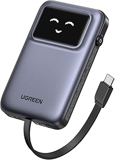 Compare UGREEN UNO Power Bank with Builtin USBC Cable, 10000mAh Portable Charger, 30W Fast Charging Battery Pack, 3Way Output with TFT Display for iPhone 817 SeriesGalaxy S2125iPad Pro, AirPods at KSA Price