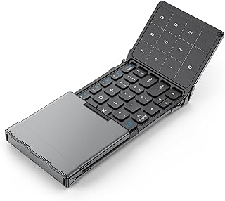 Compare iClever Foldable Bluetooth Keyboard, BK18 Foldable Keyboard with Touchpad and Number Pad, Portable, Rechargeable, Pocket Size for Travel, Compatible with iPad, iPhone, Laptop at KSA Price