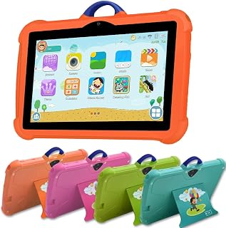 Compare 7 inch Kids Tablet, Quad Core Android 12 2GB 32GB, Parental Control, Eye Protection, Shockproof Case, Dual Camera, WiFi, Bluetooth, Learning Tablet for Kids  C8 Orange at KSA Price