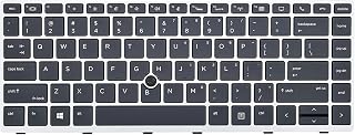Compare KBRPARTS Replacement Keyboard for HP EliteBook 840 G5G6 & 745 G5G6 Laptops, US Layout with Backlit Pointer, Silver Frame, L11307001, USB Connectivity at KSA Price