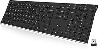 Compare Arteck 2.4G Wireless Keyboard Stainless Steel Ultra Slim Full Size Keyboard with Numeric Keypad for ComputerDesktopPCLaptopSurfaceSmart TV and Windows 108 7 Built in Rechargeable Battery at KSA Price