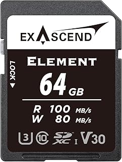 Compare Exascend Element 64GB V30 SD Card UltraHD 4K Video High Speed Memory Card SDXC Memory Card Burst Shooting Mode 100 MBs Read, 80 MBs Write, UHSI, Class 10, U3, V30 Camera SD Card at KSA Price