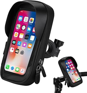 Compare Bike Phone Holder Waterproof, 360° Rotatable Handlebar Phone Mount with Touch Screen, Rain Cover, Portable Accessories for 4.56.4 Inch Smartphones, Compatible with Bicycles, EBikes, Motorcycles at KSA Price