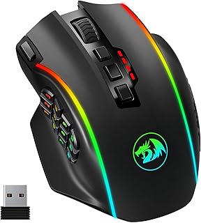 Compare Redragon Wireless Gaming Mouse, MMO Gaming Mouse UP 16,000 DPI, 16 Macro Programmable Buttons, RGB Rechargeable with 12 Side Buttons, 70Hrs for PC Laptop MOBA FPS, M901PKS at KSA Price