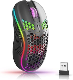 Compare SYOSI Wireless Gaming Mouse for Laptops and PC, Rechargeable Computer Mouse with Dynamic RGB Backlight, 6 Buttons with Adjustable 1600 DPI, Lightweight Honeycomb Shell Design, White Finish at KSA Price