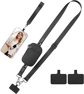 Compare KASTWAVE Phone Lanyard Crossbody with Wrist Strap, Adjustable Universal Phone Strap with Carabiner, Wallet, Clip and Go Strap AntiTheft Crossbody Strap for Phone, Black at KSA Price