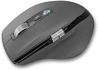 Compare Wireless Computer Bluetooth Mouse with Smart Flying Scroll, Thumb Scroll Ergonomic Mice, Silent 3 Devices Mouse for WindowsMac OSChromeLinuxAndroid Grey at KSA Price