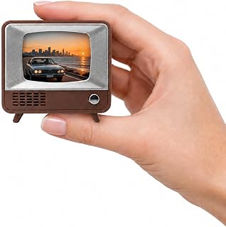 Compare Mini Retro Tiny TV, 2 Inch Screen HD Display Real Working TV, Portable Vintage Small Television Supports Custom Video Upload, Rechargeable Classics Miniature Television for Desk Decor Unique Gift at KSA Price