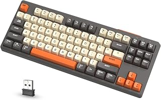 Compare ATTACK SHARK M87 80% Wireless Gaming Keyboard,87 Keys with Rainbow Lights,Bluetooth 5.02.4Ghz Dual Mode Computer Gaming Keyboard for Office SilentGaming Orange at KSA Price