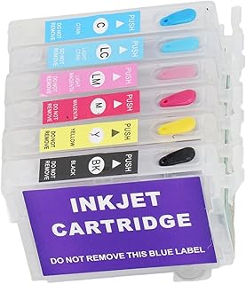 Compare Hilitand 6 Colors Ink Cartridge with Permanent Chip, Printer Ink Cartridge Replacement Refill Cartridge Printer Accessories for Print Photos, Documents T0791T0792T0793T0794T0795T0796 at KSA Price