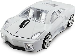 Compare Wireless 3D Sports Car Mouse Optical Computer Mouse, Ergonomic Desktop Laptop PC Mouse for LBJN White at KSA Price