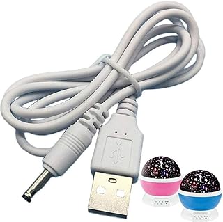 Compare PZV USB Charging Cable for Constellation Night Light,Baby Kids Lamp,Moon Star Sky Projector Rotating Cosmos USB to DC 3.5 Cable at KSA Price