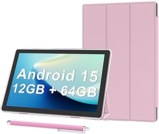 Compare Android 15 Tablet 10 inch Tablets with Case, 12GB RAM + 64GB ROM Expand to 1TB, Quad Core Processor Tablets, 5G WiFi 6, BT5.0, 1280x800 HD Screen, 6000mAh, Dual Camera, GMS, Widevine L1, Pink at KSA Price