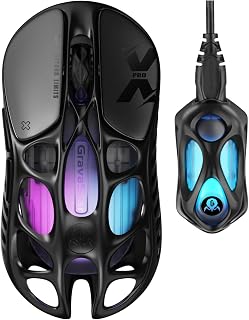 Compare GravaStar Mercury X Pro Wireless Gaming Mouse, 32,000 DPI PAW3950 Sensor, 8K Dongle, 8,000Hz Polling Rate, UltraLight 49g, Magnesium Alloy Hollow Frame, RGB Lighting, 5 Programmable Buttons at KSA Price