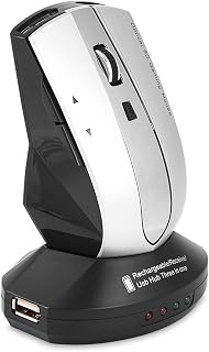 Compare Rechargeable Wireless Optical Mouse Gaming Mice with Charging Station and 3Port USB Hub for PC and Laptops Grey at KSA Price