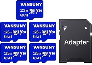 Compare Vansuny Micro SD Card 128GB 5 Pack microSDXC Memory Cards with SD Adapter A1 App Performance V30 4K Video Recording C10 U3 Micro SD for Phone, Security Camera, Dash Cam, Action Camera at KSA Price