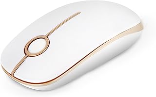 Compare Vssoplor Wireless Mouse, 2.4G Slim Portable Computer Laptop Mouse with Nano Receiver Quiet Silent Optical Mice for Notebook, PC, Laptop, ComputerWhite and Gold at KSA Price