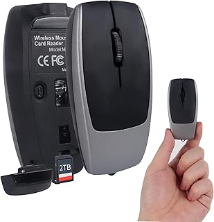 Compare Wisfunlly Wireless Mouse, Mini Finger Bluetooth Mouse with TF Card Reader, Silent Pocket Portable Handheld Tiny Compact USB Travel Optical Mice for PC Laptop Computer Tablet Kids Women Men Gift at KSA Price
