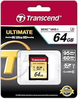 Compare Transcend 64 GB High Speed 10 UHS3 Flash Memory Card 9560 MBs TS64GSDU3,Gold at KSA Price