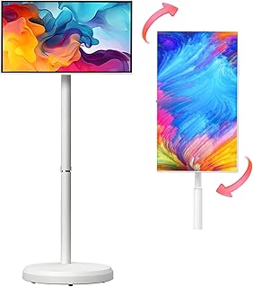Compare 21.5Inch Portable Smart TV with Touchscreen Display,Rolling TV on Wheels with Android OS 4G RAM+64G Storage Builtin Battery 6000mAh Battery,White6+128G at KSA Price