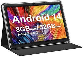 Compare Android 14.0 Tablet 7", RAM 8GB3+5Expand+32GB ROM Tablets, Dual Camera, 1024 x 600 IPS Display Screen, 1TB Expand, Tablet with Case Black at KSA Price