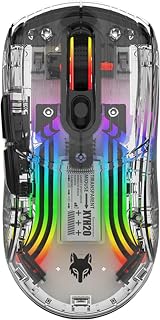 Bluetooth Wireless Mouse, Transparent RGB Mechanical…
