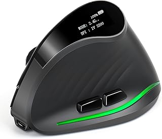 Compare TRELC Wireless Ergonomic Mouse with OLED Screen, Rechargeable Silent Vertical Mouse for 4 Devices Connection BT+2.4GHz, 4000 DPI, 7 Buttons for WindowsPCDesktopLaptopTablet Dark Gray at KSA Price