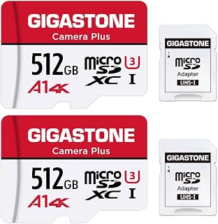 Compare Gigastone 512GB 2pack micro SD memory card, Camera Plus, SDXC UHSI A1 U3 V30, 10060MBs read and write speed, 4K video recording, suitable for Nintendo Switch, GoPro action cam, micro sd card at KSA Price