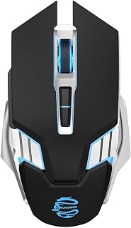 Compare Bluetooth Gaming Mouse, RGB Rechargeable USB Wireless Mouse, Quiet Click, LED Backlit, Ergonomic, with Side Button, 6 Button, DPI Adjustable, Computer Mice for Laptop PC MacBook Chromebook  Black at KSA Price