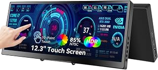 Compare 12.3 Portable Touchscreen Monitor,1920*720 IPS Mini Touch Screen,Travel Display with Foldablestand & Speaker, HDMI USBC CNC External Monitor for Laptop Phone Aida64 GPU CPU RAM Monitoring, VESA at KSA Price