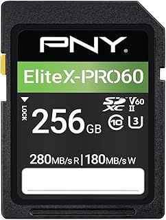 Compare PNY 256GB EliteXPRO60 UHSII SDXC Memory Card  280MBs Read, U3, V60, 4K UHD, Full HD, UHSII for Professional Photographers & Content Creators, DSLR & Mirrorless Cameras &Advanced Video Cameras at KSA Price