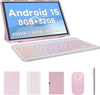 2 in 1 Tablet with Keyboard Case Mouse Stylus,…