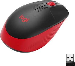Compare Logitech M190 Wireless Mouse, Ambidextrous Curved Design, 18 Months Battery with Saving Mode, USB Receiver, Cursor and Precise Scrolling, Compatible with PC, Mac, Laptop  Red at KSA Price
