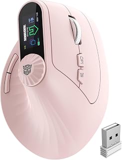 Compare Transformers Vertical Ergonomic Mouse with LED Screen & Knob Control Pink at KSA Price
