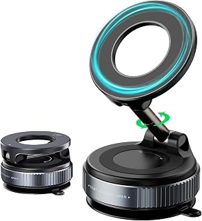 Compare Vacuum Suction Car Phone Holder for Magsafe, Azonee 360° Rotatable Magnetic Mount with Strong Grip, HandsFree Use in Car, Gym & Home Comes with 1 Magnet Ring at KSA Price