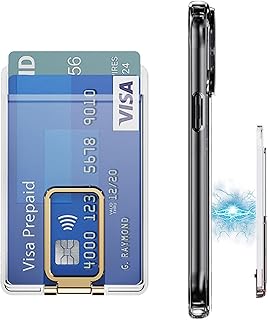 Compare Azonee Magnetic Phone Card Wallet Holder, Compatible with Magsafe with Metal Phone Grip Stand Crystal Clear Phone Wallet, Compatible with iPhone 1514 1312 ProMiniMAX Gold at KSA Price