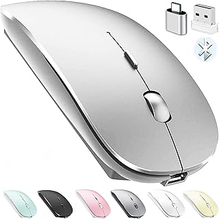 Compare Bluetooth Wireless Mouse for Laptop mac MacBook ipad MacBook air MacBook pro pc Desktop Computer Windows Chromebook Notebook Silver at KSA Price