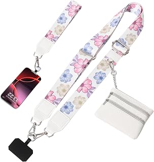 Compare Mobile Phone Chain with Wallet, Adjustable Phone Strap with Purse, Mobile Lanyard for HandsFree Use, Phone Strap with Pocket for Cards, Keys, Small Items, for Travel, Shopping, Commuting at KSA Price